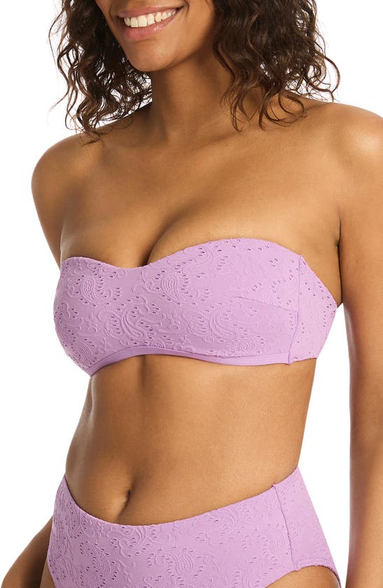 Sea Level Interlace Seamless Bandeau Bikini Top In Lavender