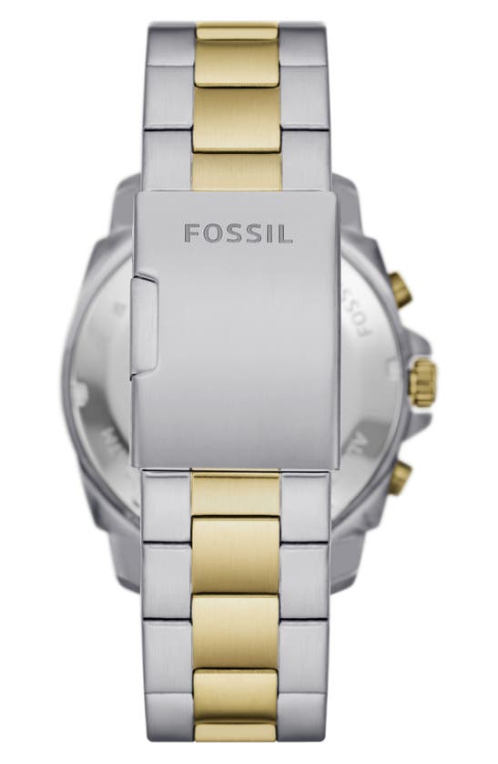 Shop Fossil Privateer Chronograph Quartz Stainless Steel Bracelet Watch, 48mm In 2-tone