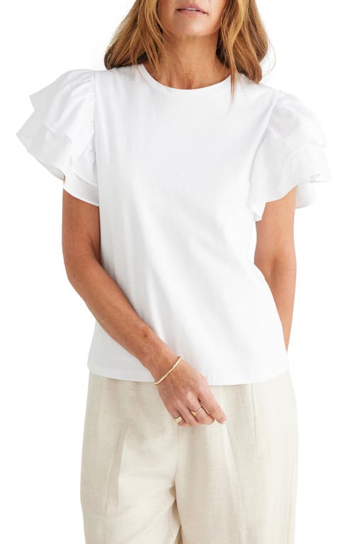 Gigi Ruffle Sleeve Cotton Top in White