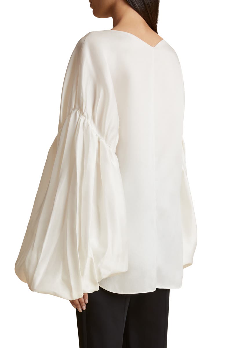 Khaite Quico Silk Gazar Peasant Top | Nordstrom