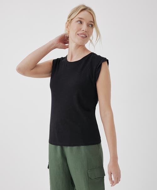 Pact Organic Featherweight Slub Muscle Tee In Black