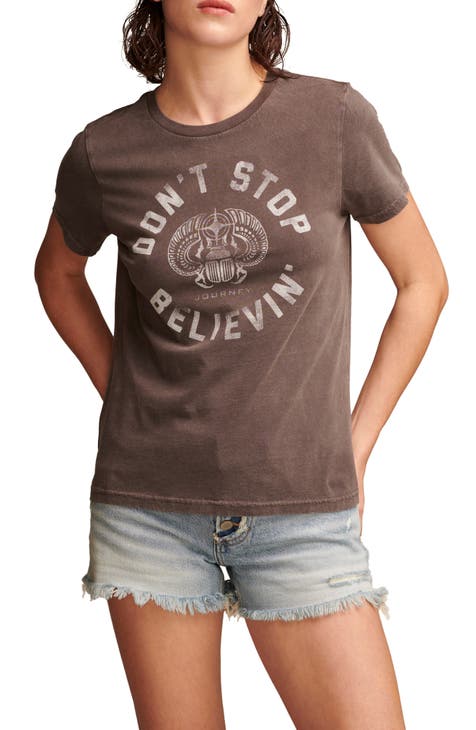 Lucky Brand Lucky You Stencil Crop Tee - Women's Clothing Tops
