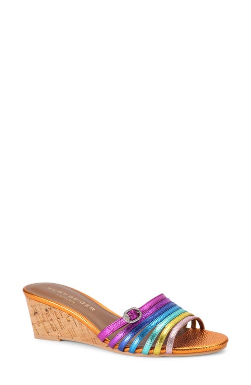 Pierra Wedge Slide Sandal in Purple Multi