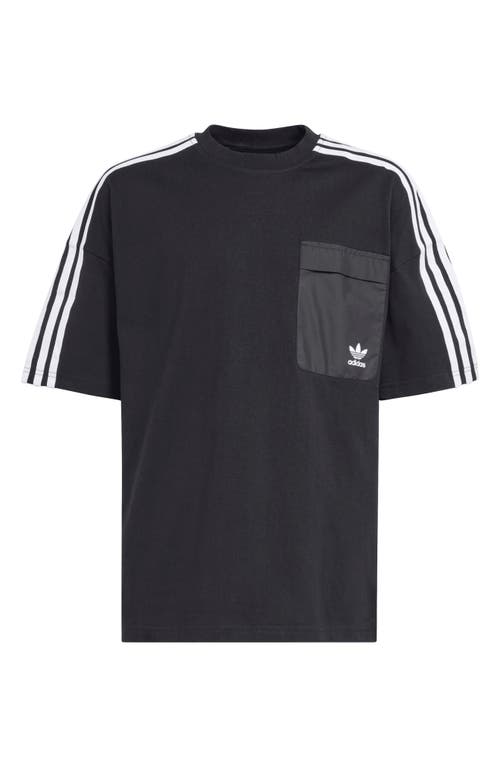 Shop Adidas Originals Kids' 3-stripes Pocket T-shirt In Black