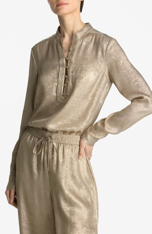 Shop St John St. John Collection Metallic Popover Top In Champagne