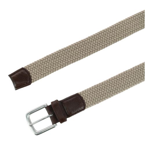 Trafalgar Big & Tall Riverside Solid Stretch Weave Belt In Khaki