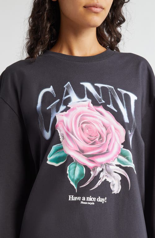 Shop Ganni Future Heavy Cotton Graphic Sweatshirt In Phantom