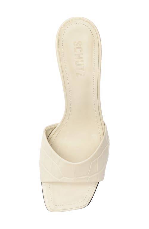 Schutz Posseni Croco Stiletto Slide Sandals In Pearl