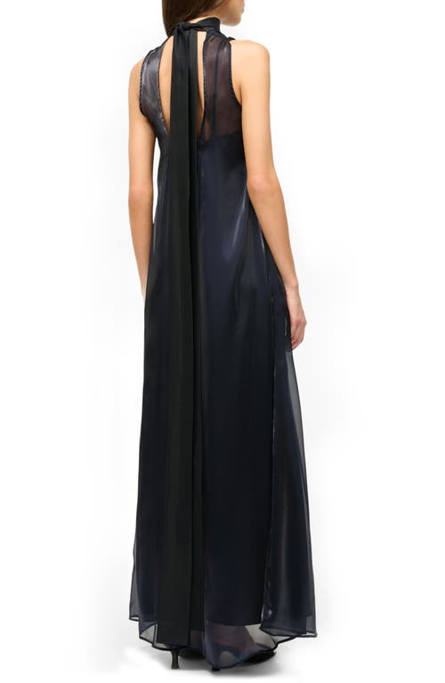 Shop Staud Albee Sleeveless Layered Maxi Dress In Midnight/black