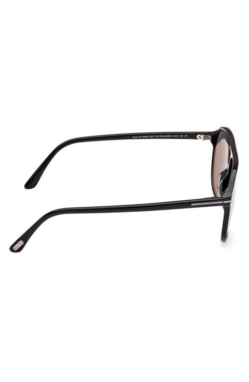Tom Ford Bruce M Ft1026-n 01d Navigator Polarized Sunglasses In Shiny Black/polarized Smoke