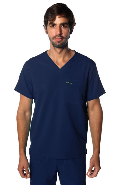 Shop Members Only Brighton 3-pocket Scrub Top In Navy