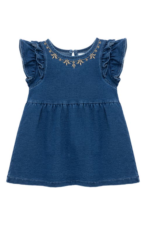 Peek Essentials Embroidered Ruffle Sleeve Denim Dress at Nordstrom,