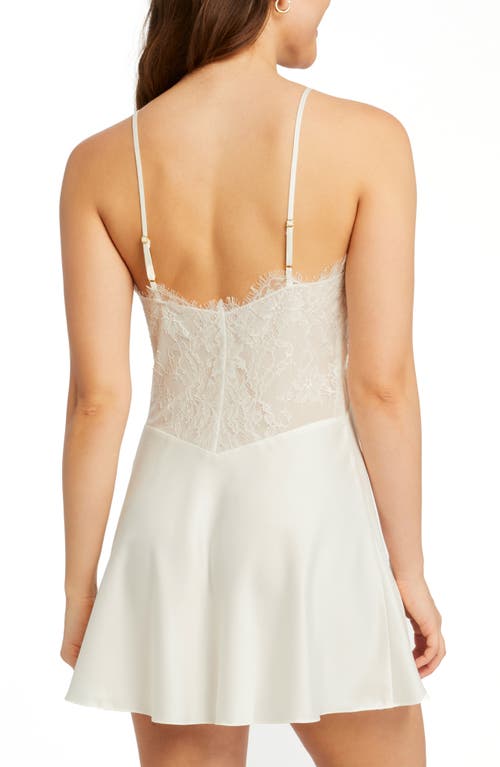 Rya Collection Serena Lace Trim Charmeuse Chemise In Ivory