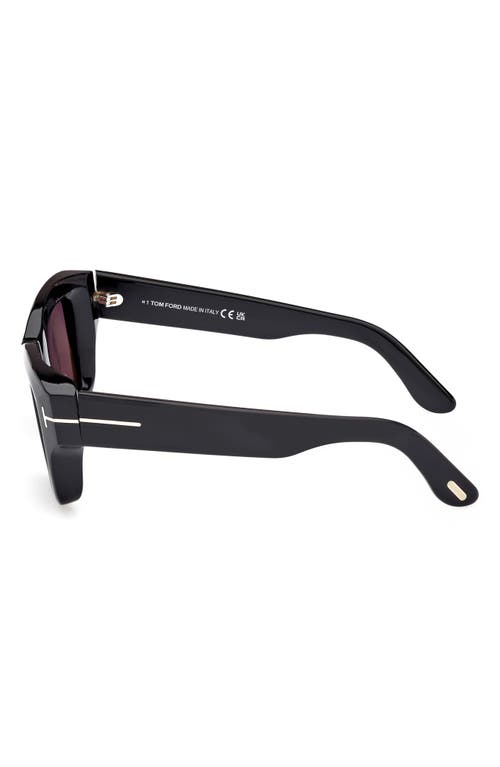 Shop Tom Ford Ilias 50mm Square Sunglasses In Shiny Black/smoke