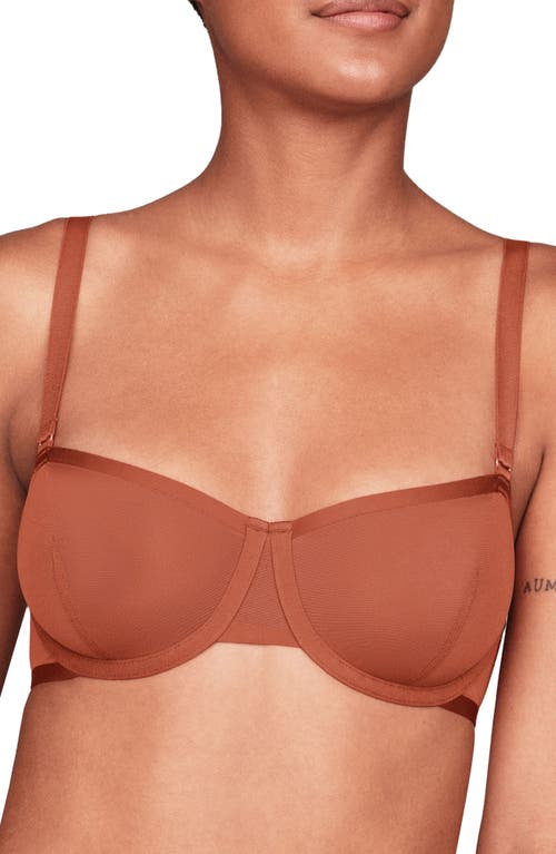 Shop Cuup The Balconette Mesh Underwire Bra In Clay