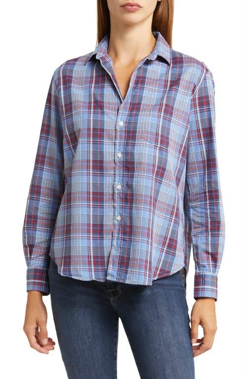 Eileen Plaid Relaxed Button-Up Shirt in Red Blue