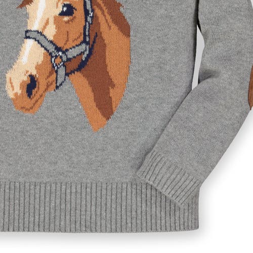Hope & Henry Baby Girls' Organic Horse Intarsia Sweater, Infant In Gray Heather Horse