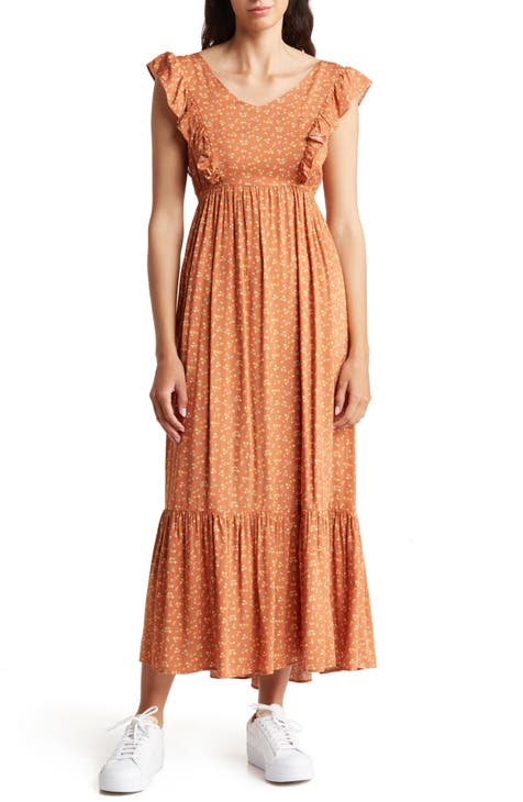 LOVE...ADY V-Neck Flutter Sleeve Floral Dress | Nordstromrack