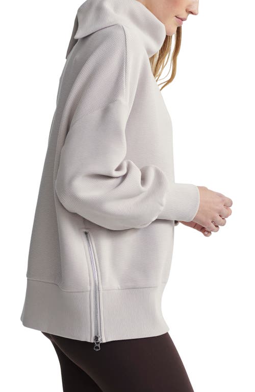 Shop Varley Milton Cowl Neck Sweatshirt In Chateau Grey