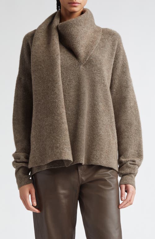 Shop Totême Toteme Draped Scarf Funnel Neck Sweater In Truffle