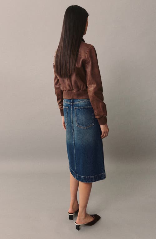 Mango Denim Midi Skirt In Dark Blue