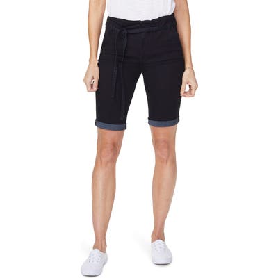 Nydj Briella Paperbag Waist Denim Bermuda Shorts, Blue