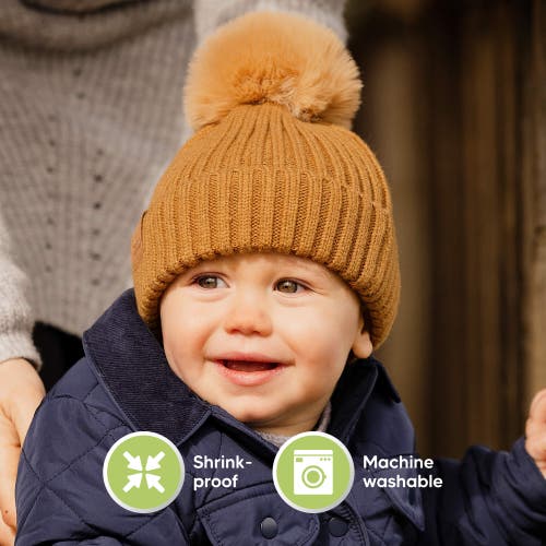 Keababies 2-pack Pom Knitted Beanie In Latte