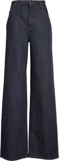 Loro Piana High Waist Cotton & Cashmere Straight Leg Jeans | Nordstrom