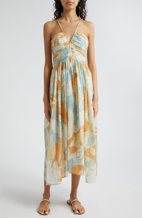 Shop A.l.c . Rumi Printed Cotton Midi Dress In Cumin/sea Glass