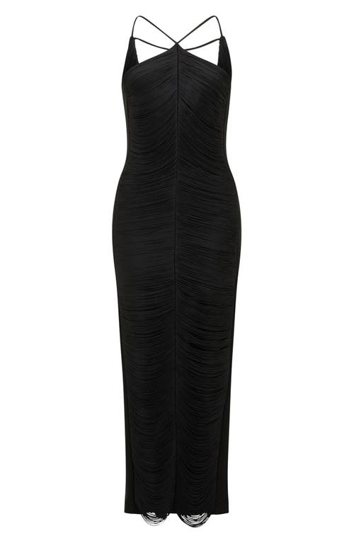 Shop Ever New Quinn Fringe Body-con Maxi Dress In Black