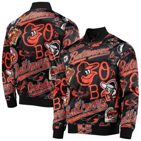 Men's Baltimore Orioles Starter Black The Captain II Full-Zip Varsity Jacket