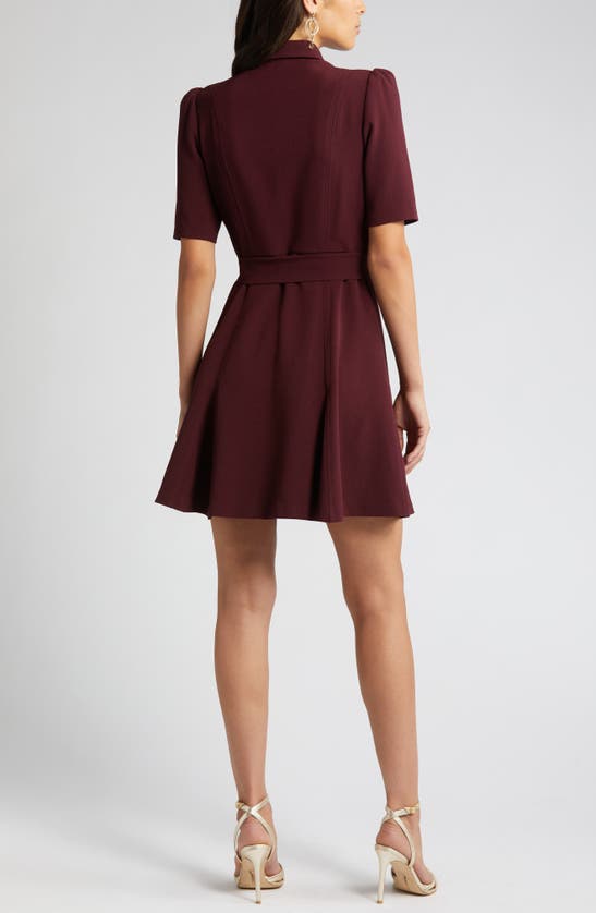 Eliza J Puff Sleeve Shirtdress In Wine