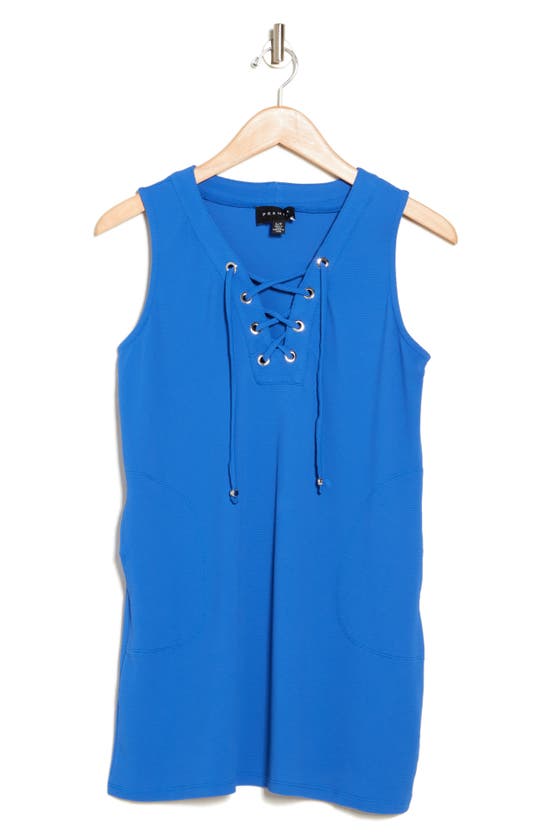 Shop Premise Studio Lace-up Tank Dress In Beaming Blue
