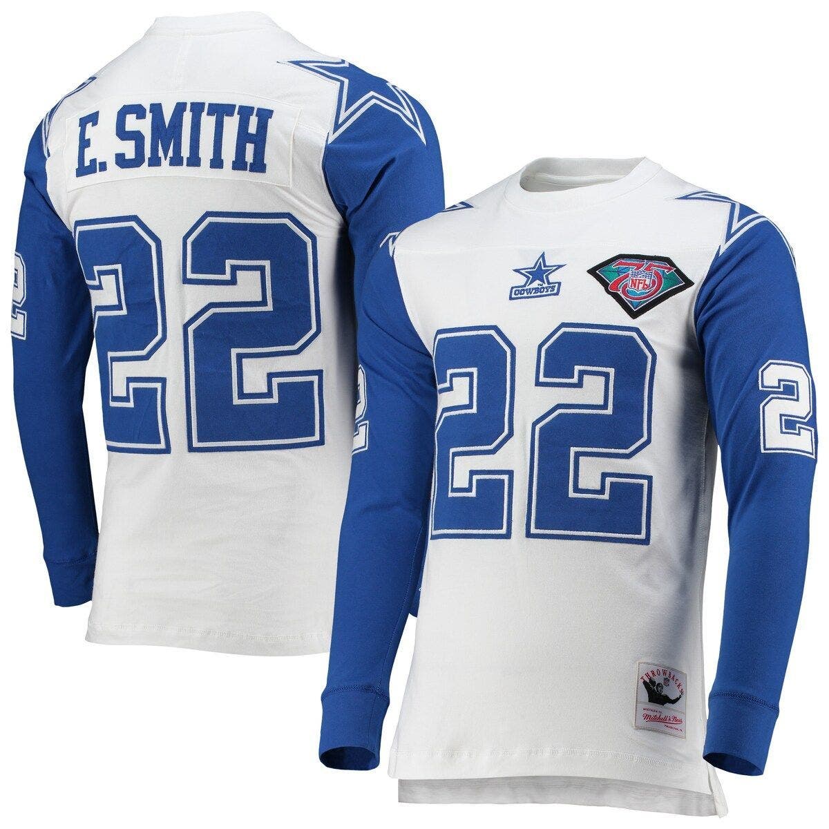 Mitchell and Ness Dallas Cowboys Men's Mitchell & Ness Authentic 1994  Emmitt Smith #22 Jersey White