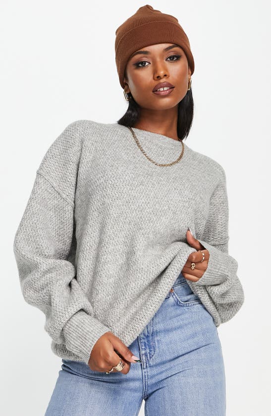 Topshop Exposed Seam Sweater In Grey