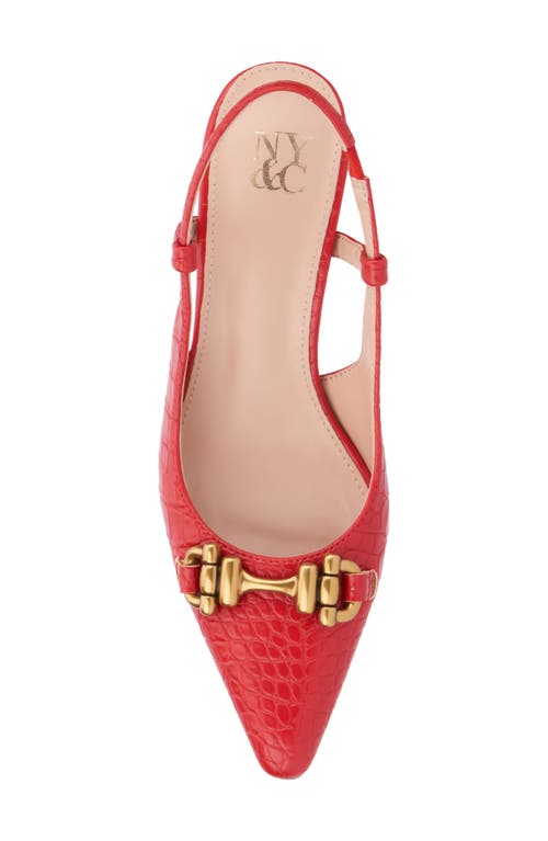 New York And Company Ilona Horsebit Slingback Pump In Red Croc
