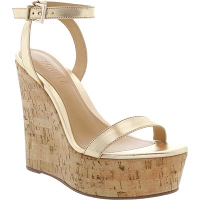 Schutz Eduarda Platform Wedge Sandal, Metallic
