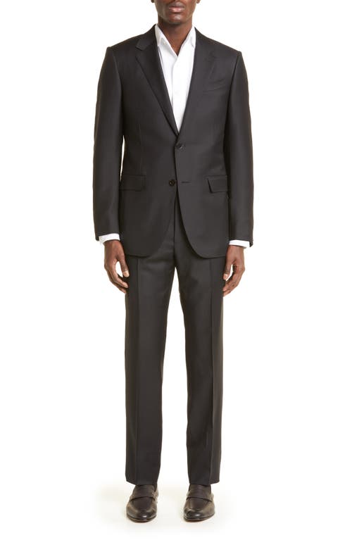 ZEGNA Trofeo Solid Black Wool Suit at Nordstrom, Us