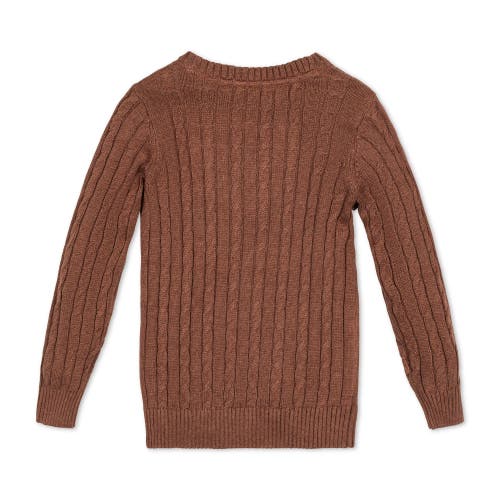 Shop Hope & Henry Baby Boys' Organic Fine Gauge Cable V-neck Sweater, Infant In Cinnamon Heather Cable