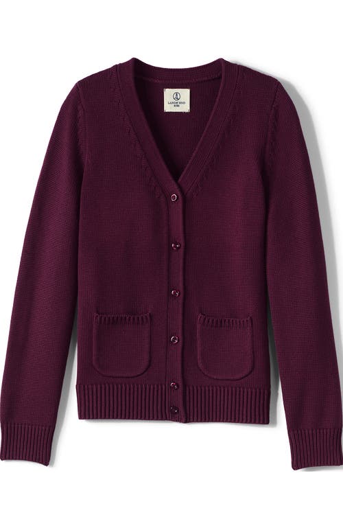Lands' End School Uniform Girls Cotton Modal Button Front Cardigan Sweater In Burgundy