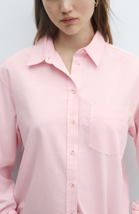 Shop Mango Cotton Button-up Shirt In Pale Pink