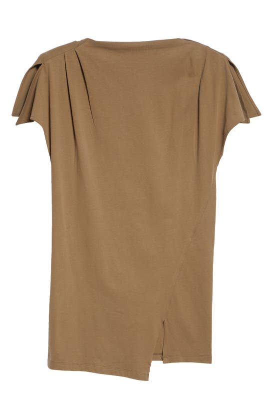 Shop Isabel Marant Silvane Asymmetric Split Sleeve Cotton Minidress In Khaki