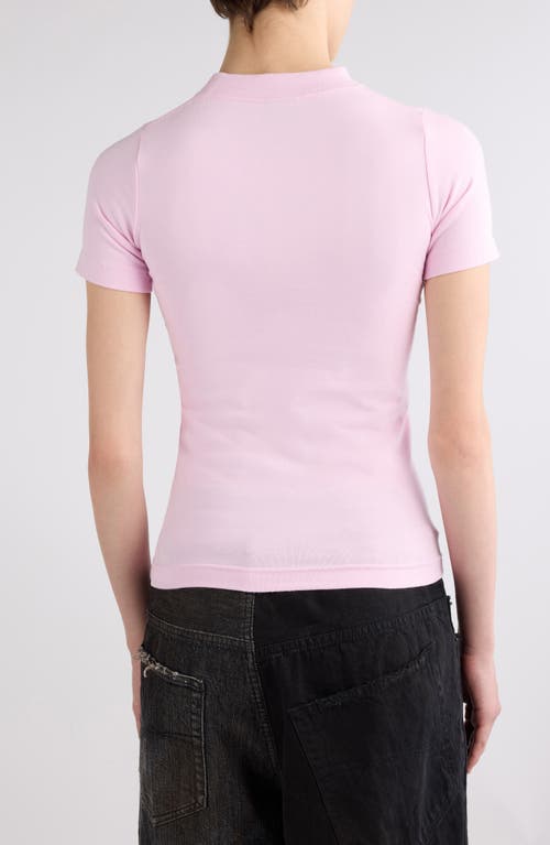 Shop Balenciaga Logo Fitted Stretch Cotton T-shirt In Light Pink/white
