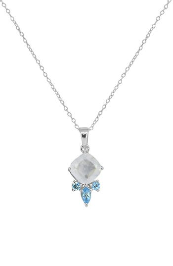 Ys Gems Moonstone & Blue Topaz Pendant Necklace In Metallic