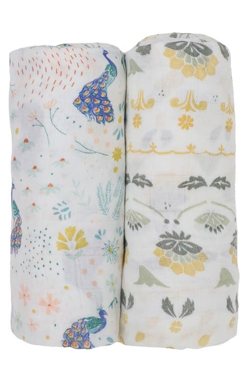 little unicorn 2-Pack Deluxe Muslin Swaddles in Peacock at Nordstrom