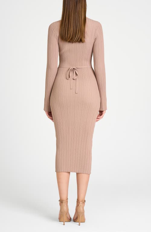 Shop Wayf Alexi Long Sleeve Rib Dress In Beige