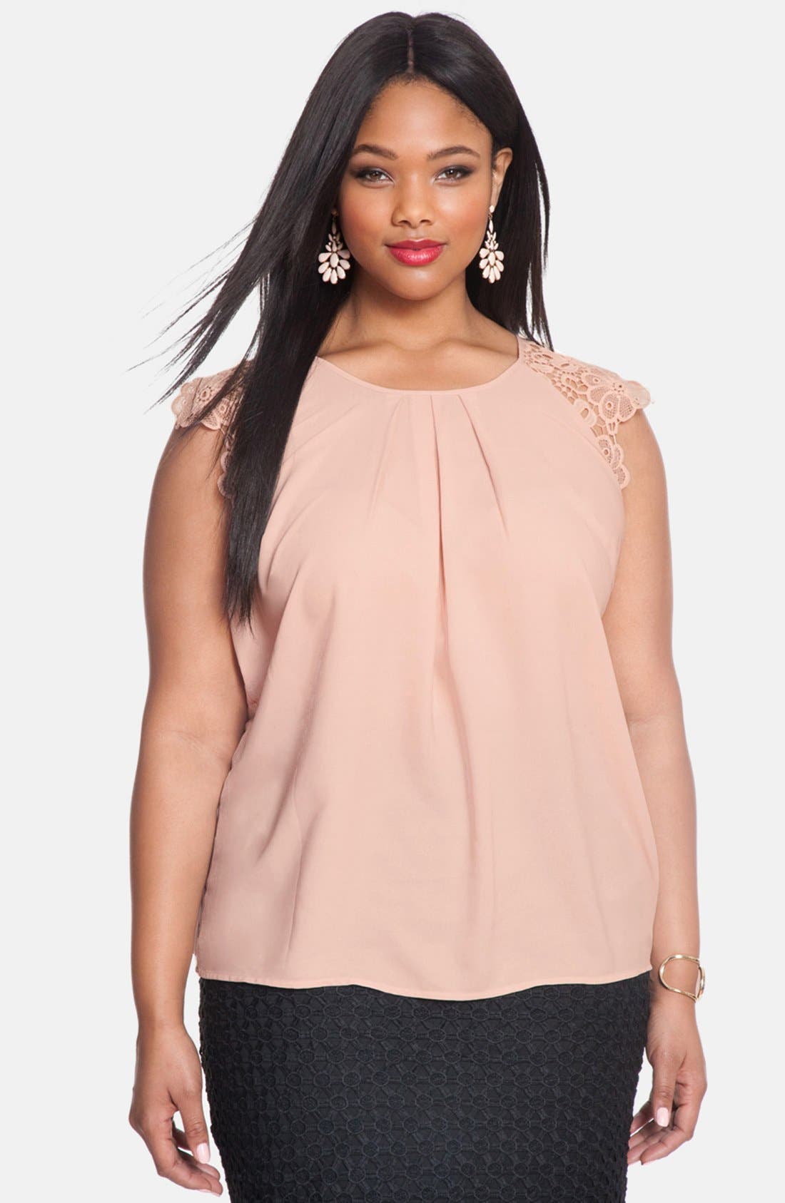 ELOQUII Lace Shoulder Shell (Plus Size) Nordstrom