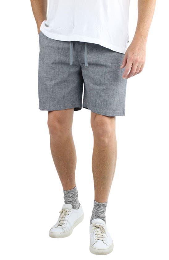 Shop Jachs Stretch Chambray Pull-on Shorts In Grey