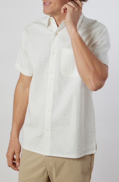The Acadia Seersucker Short Sleeve Button-Up Shirt in White
