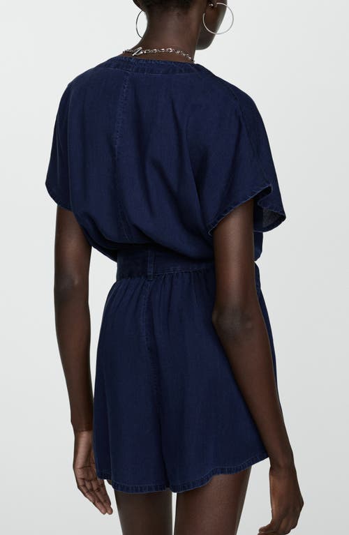 Shop Mango Belted Romper In Dark Blue